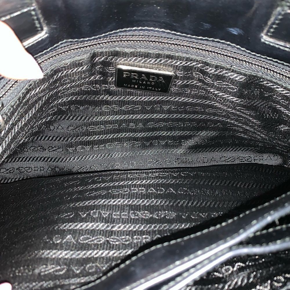 Authentic Prada Knit Leather Trim Satchel Black - Picture 15 of 15